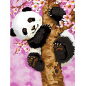 Панда на дереве Раскраска картина по номерам на холсте