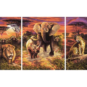 Африка Триптих Раскраска по номерам акриловыми красками Schipper (Германия)