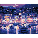 Ночная гавань Раскраска картина по номерам на холсте