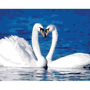  Пара лебедей на озере Раскраска картина по номерам на холсте G084