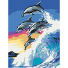  Дельфины на гребне волны Раскраска картина по номерам на холсте EX5067