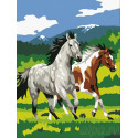 Лошади на поле Раскраска картина по номерам на холсте