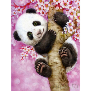  Панда на сакуре Раскраска картина по номерам на холсте EX5191