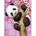 Панда на сакуре Раскраска картина по номерам на холсте