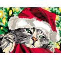 Новогодний котенок Раскраска картина по номерам на холсте