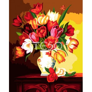 Букет тюльпанов Раскраска по номерам акриловыми красками на холсте Iteso