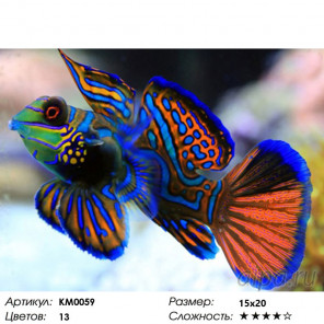  Радужная рыбка Алмазная частичная вышивка (мозаика) Molly KM0059