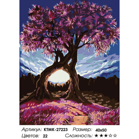 Количество цветов и сложность Дерево влюбленных Раскраска по номерам на холсте Живопись по номерам KTMK-27223