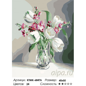Количество цветов и сложность Белые тюльпаны Раскраска по номерам на холсте Живопись по номерам KTMK-68476