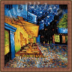 Ночное кафе (репродукция Ван Гог) 40х40 Раскраска по номерам акриловыми красками на холсте Hobbart