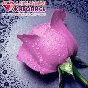 В рамке Розовая роза Алмазная вышивка мозаика АЖ-0017