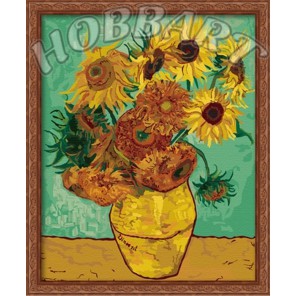 Ваза с двенадцатью подсолнухами (репродукция Ван Гог) Раскраска по номерам акриловыми красками на холсте Hobbart